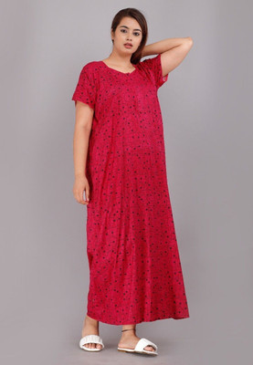 Homezilla Women Nighty(Red)