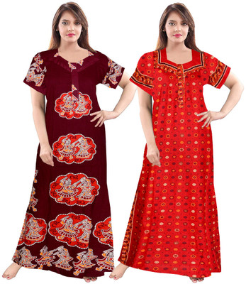 ROOPYATI Women Nighty(Yellow, Brown)