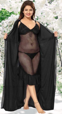 ovida Women Nighty(Black)