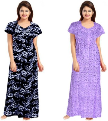 PMK FASHION Women Nighty Set(Black, Purple)