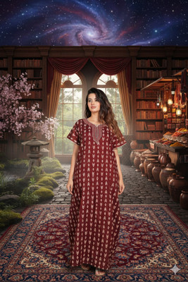 Kapil Creation Women Nightdress(Maroon)