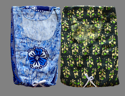 SHOPIFY Women Nighty(Blue, Green)