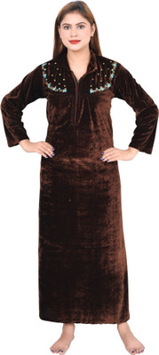 L r textiles Women Nighty(Brown)