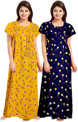 DreamBe Women Nighty(Yellow, Blue)