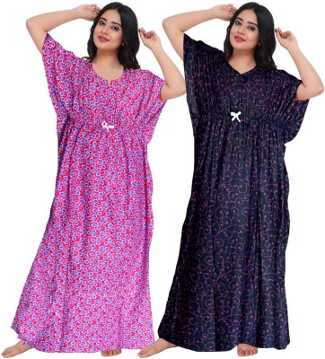 Siya Collection Women Nighty(Pink, Black)