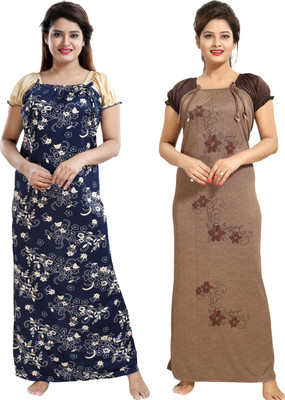 SHOPPING STATION Women Nighty(Multicolor)