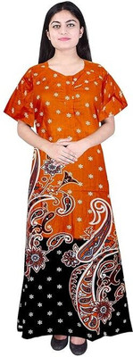 Bajrang Enterprises Women Nighty(Orange)