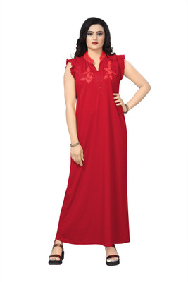 Shree Shyam Women Nighty(Red)