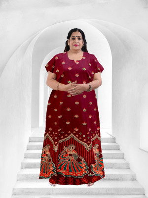Hans Craft Women Nighty(Maroon)