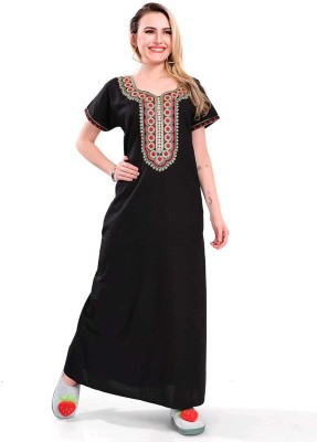 HELLO PARTNER Women Nighty(Black)