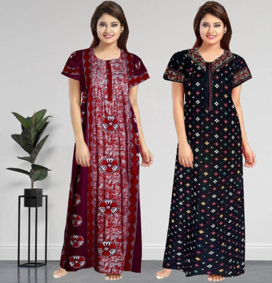 Hans Craft Women Nighty(Multicolor)