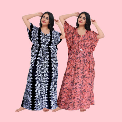 RUCHIKA ENTERPRISES Women Nighty(Black, Orange)