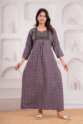 Ruishee Women Nighty(Pink)