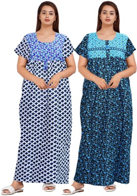 Retail Shopee Women Nighty Set(Red, Blue)