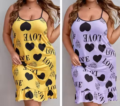 Shreejee Women Nightdress(Yellow, Purple)