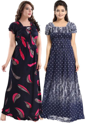Akash Enterprise Women Nighty(Multicolor)