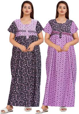ROOPYATI Women Nighty(Yellow, Red)