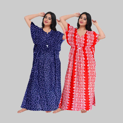 RUCHIKA ENTERPRISES Women Nighty(Black, Pink)