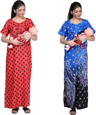 TANISHKA ENTERPRISES Women Maternity/Nursing Nighty(Red)