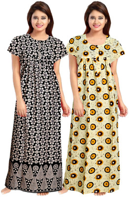 HOORAIN ENTERPRISES Women Nighty Set(Black, Yellow)