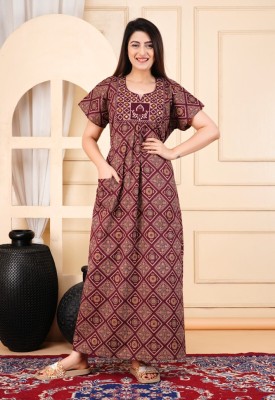 Muskan Fab Women Nighty(Maroon)