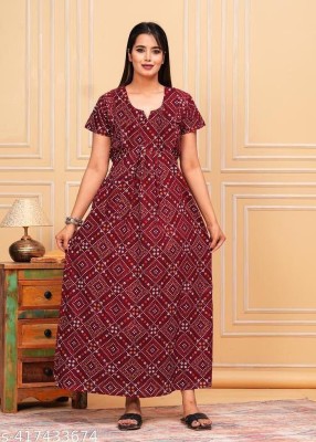 Toomley Women Nighty(Maroon)