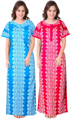 SILVER ORGANISATION Women Nighty(Blue, Pink)