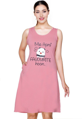 White Moon Women Nighty(Pink)