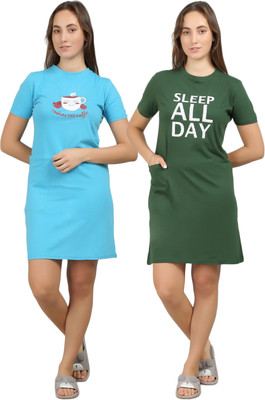 megaska Women Nighty Set(Multicolor)