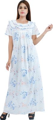 Dymano Women Nighty(White)