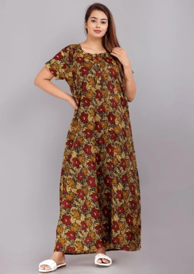 DreamBe Women Nighty(Yellow, Red)