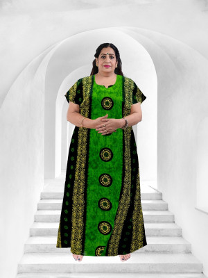 The Ravi Gold Print Women Nighty(Multicolor)
