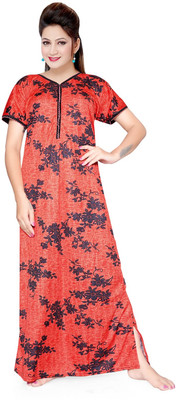 VELEZZA Women Nighty(Red)