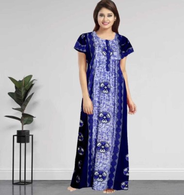 AAKARSHANA CREATION Women Nighty(Light Blue, White)