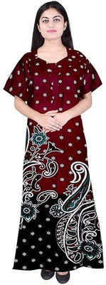 Bajrang Enterprises Women Nighty(Maroon, Grey)