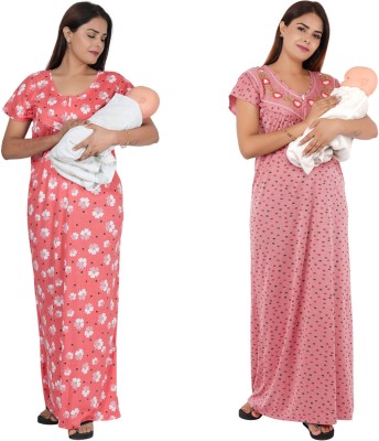 INSTRY Women Maternity/Nursing Nighty(Multicolor)