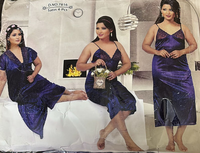 Fashionpoint Women Nighty Set(Dark Blue)