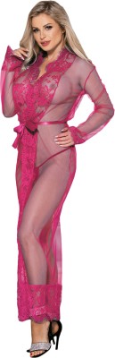 flirtytouch Women Nighty with Robe(Pink)