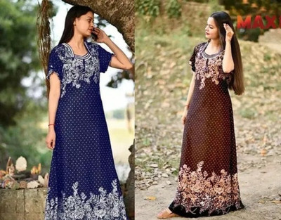 kavyansh Women Nightdress(Blue, Brown)