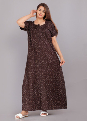 Homezilla Women Nighty(Brown)