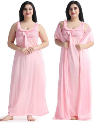 Mansey Women Nighty with Robe(Maroon)