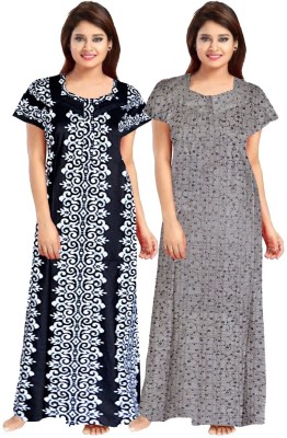 Vinayak Women Nighty(Black, Multicolor)