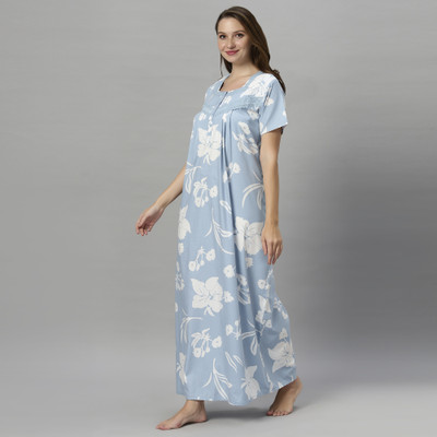 QUIRA Women Nighty(Light Blue)