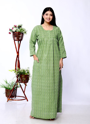 Kamlaenterprise Women Nighty(Green)