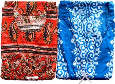 Parth Fashion Women Nighty(Red, Blue)
