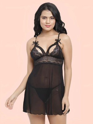 DreamBe Women Chemise(Black)