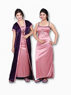 Mishubh Enterprise Women Nighty with Robe(Purple, Pink)