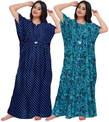 Saviaara Women Nighty(Blue)