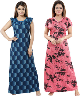 SHOPPING STATION Women Nighty Set(Multicolor)