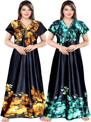 Hans Fashion ENT Women Nighty(Brown, Green)